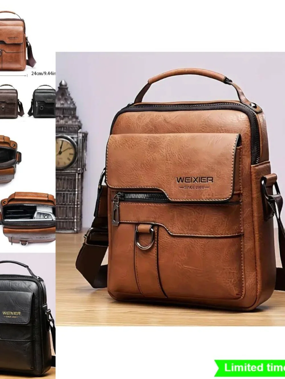 Genuine Leather Backpack Vintage Large Capacity Crossbody Multiple Pockets
